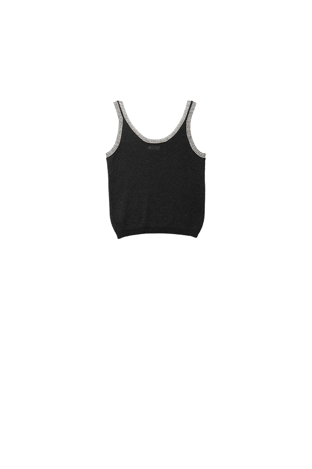 T-shirt de malha preta com rebordo branco