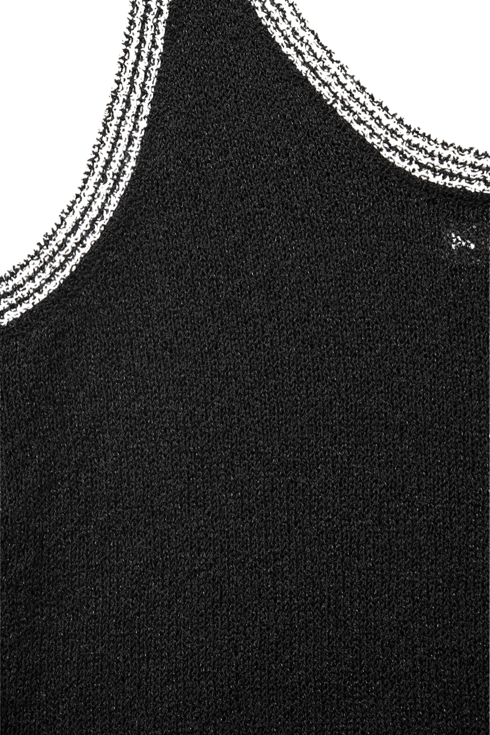 T-shirt de malha preta com rebordo branco