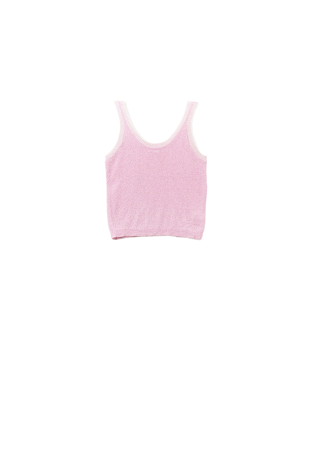 T-shirt de malha rosa bebé com rebordo branco