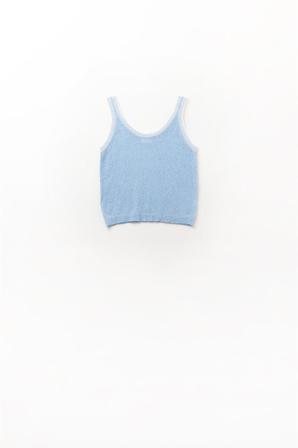Tank Top de malha azul claro com rebordo branco