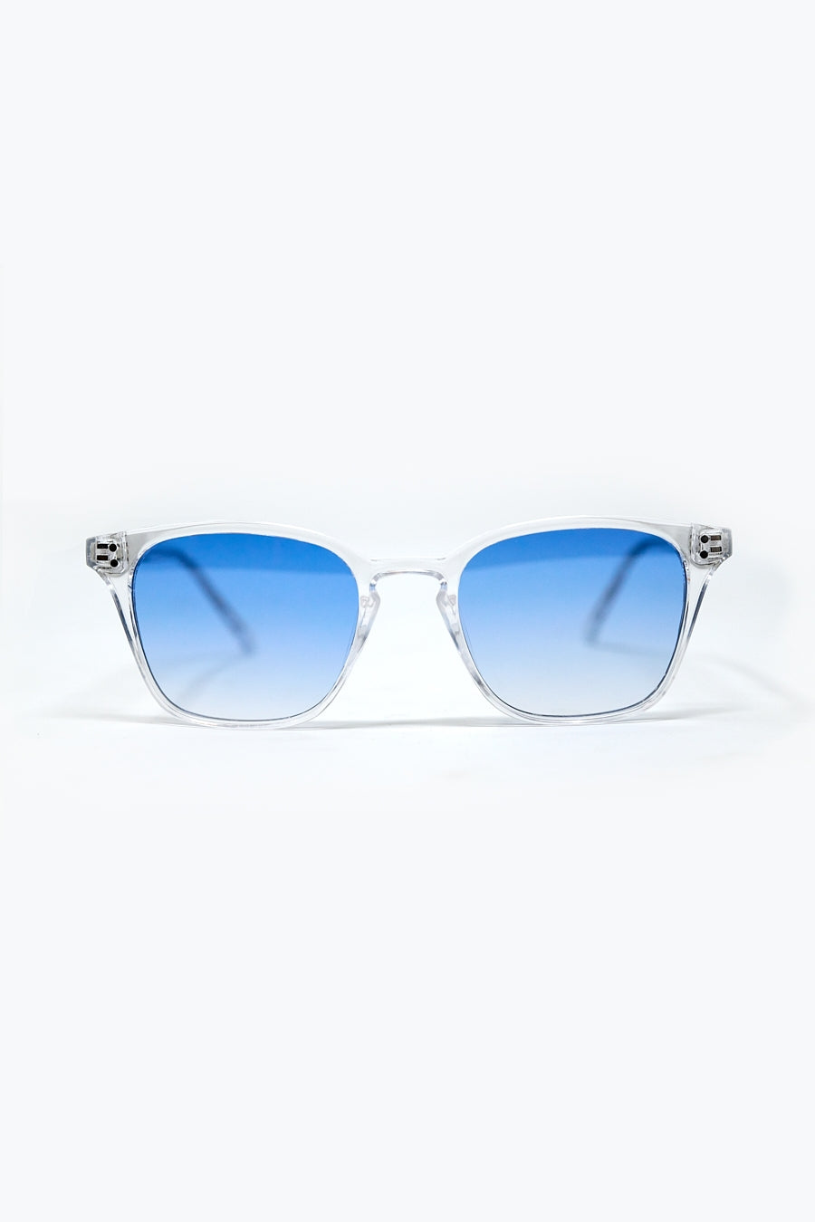 Óculos de sol quadrados transparentes com lentes de gradiente azul claro