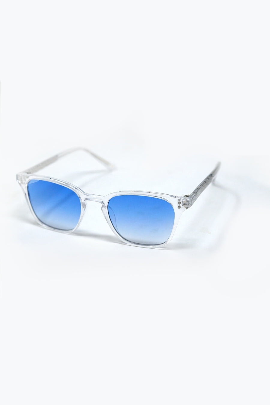 Óculos de sol quadrados transparentes com lentes de gradiente azul claro