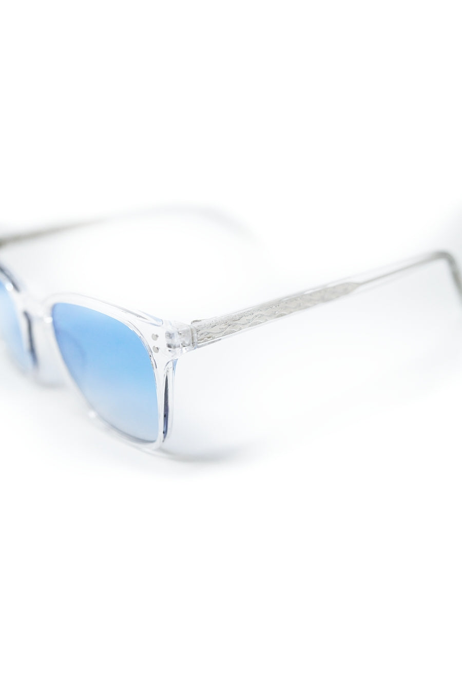Óculos de sol quadrados transparentes com lentes de gradiente azul claro