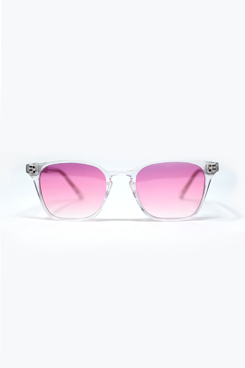 Óculos de sol transparentes com lentes de gradiente cor-de-rosa