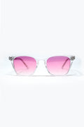 Óculos de sol transparentes com lentes de gradiente cor-de-rosa