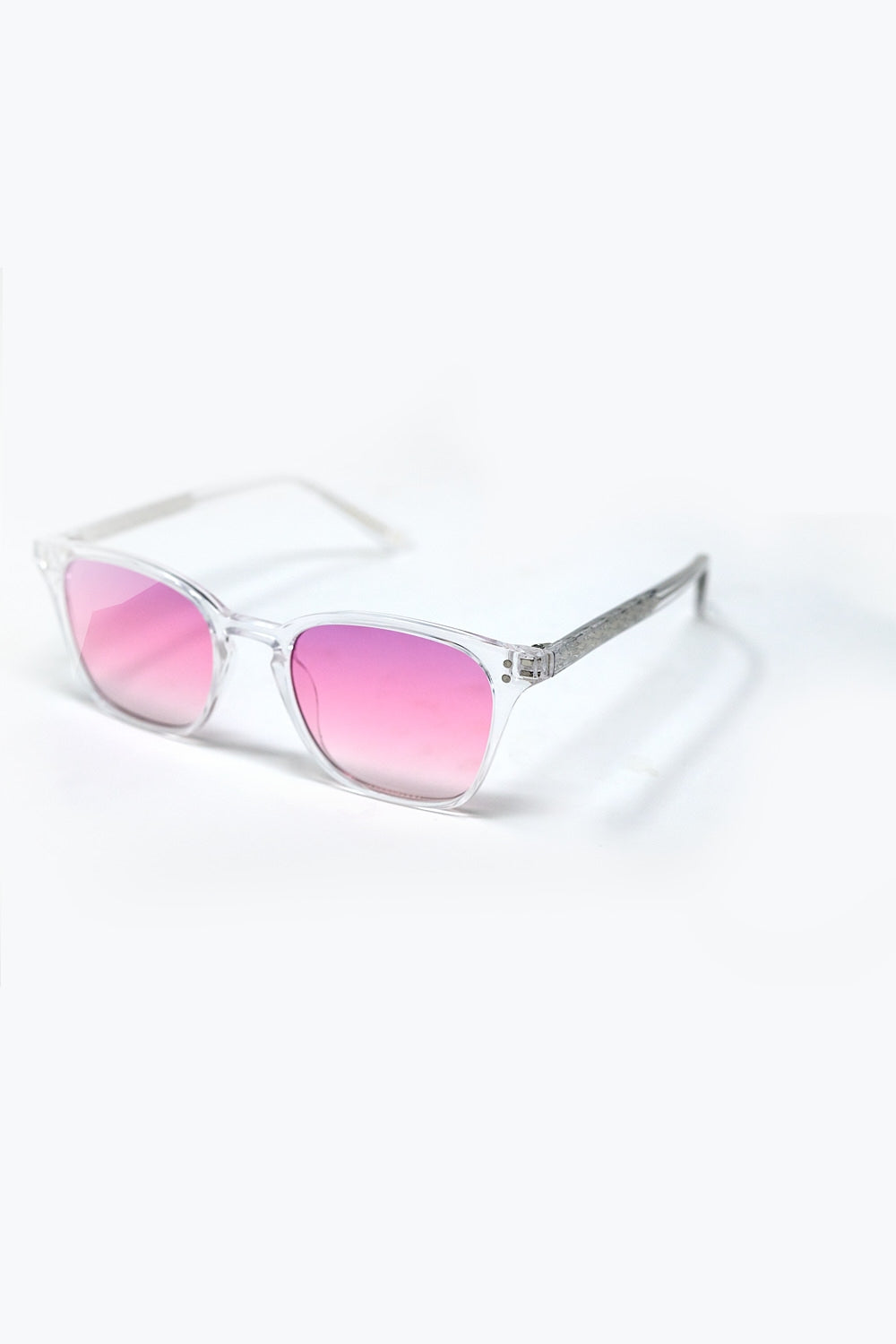 Óculos de sol transparentes com lentes de gradiente cor-de-rosa