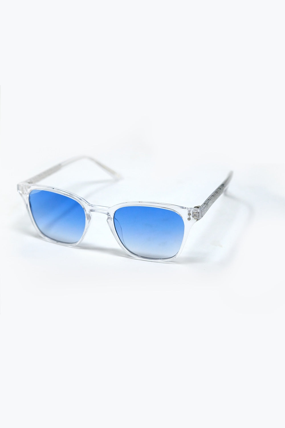 Óculos de sol quadrados transparentes com lentes azuis gradientes