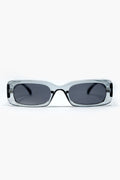 Óculos de sol rectangulares cinzentos transparentes com lentes fumadas escuras