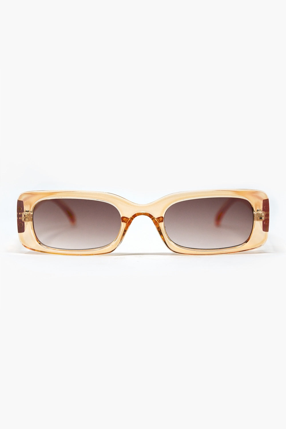 Óculos de sol rectangulares transparentes amarelos com lentes castanhas fumadas