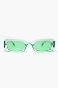 Óculos de sol rectangulares verdes transparentes com lentes verdes fumadas