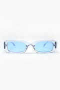 Óculos de sol rectangulares transparentes com lentes fumadas azuis