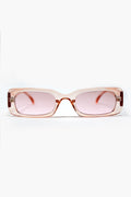 Óculos de sol rectangulares transparentes cor-de-rosa com lentes fumadas cor-de-rosa