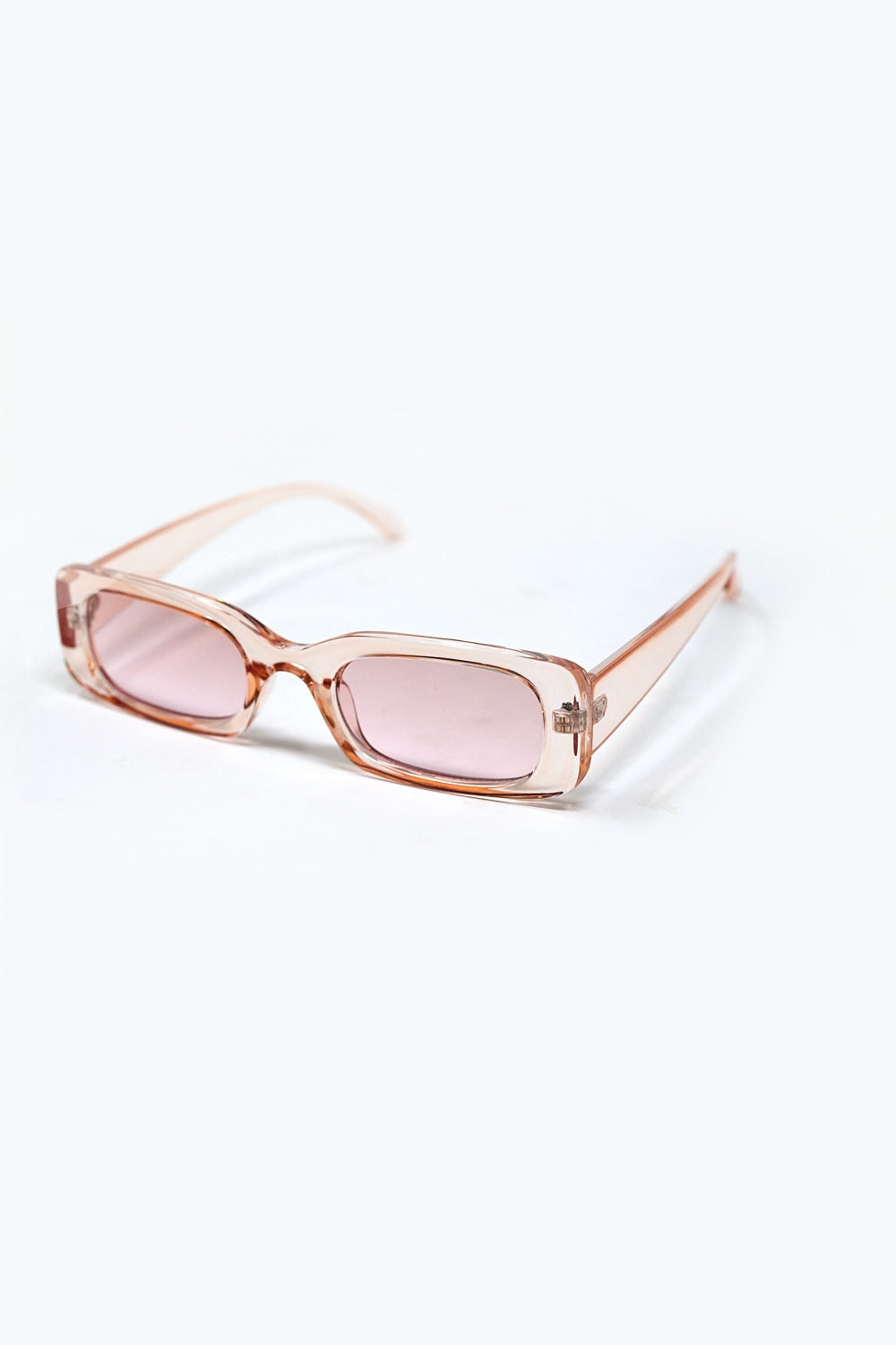 Óculos de sol rectangulares transparentes cor-de-rosa com lentes fumadas cor-de-rosa