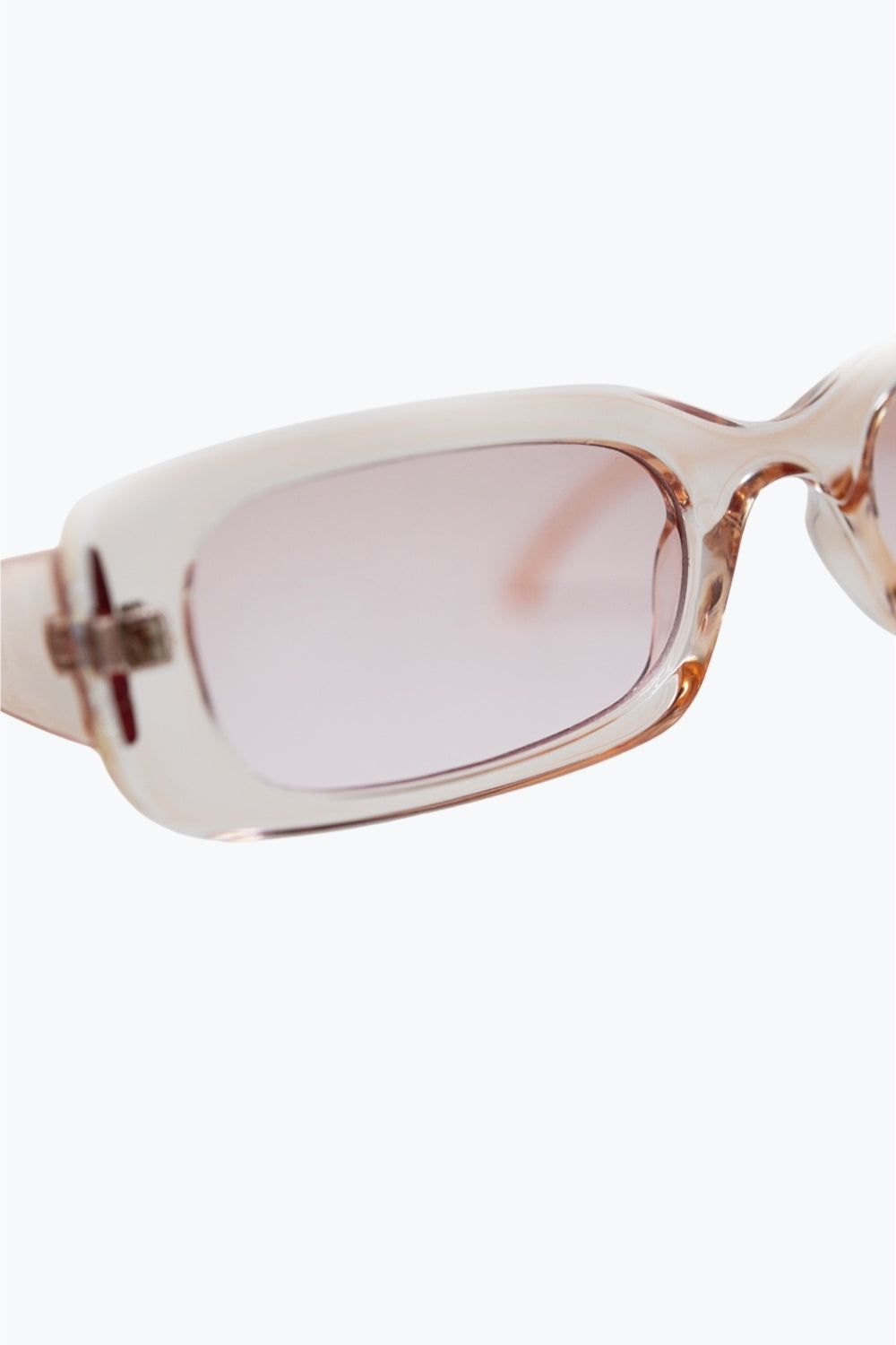 Óculos de sol rectangulares transparentes cor-de-rosa com lentes fumadas cor-de-rosa