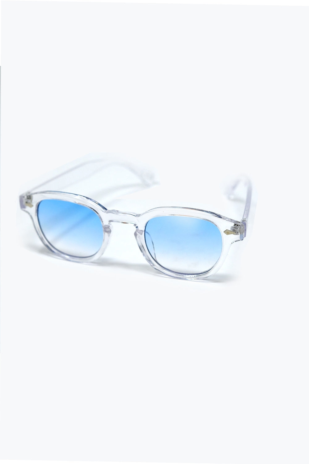 Óculos de sol redondos transparentes com lente gradiente azul clara