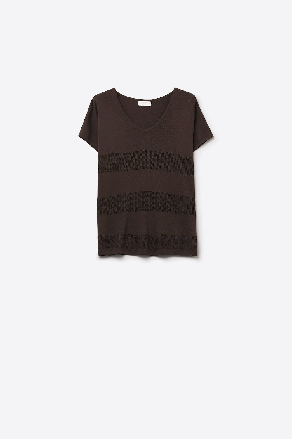 Camisola de malha com riscas castanhas