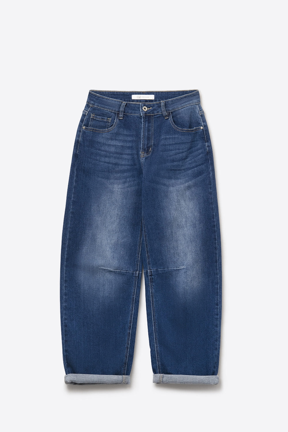 Calças de ganga Basic Barrel Style em azul médio