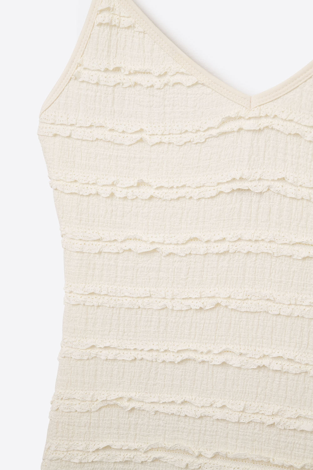 Vestido Maxi com folhos e fenda em cor creme