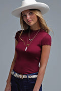 Camisola de malha com pregas e peso pluma cor de vinho