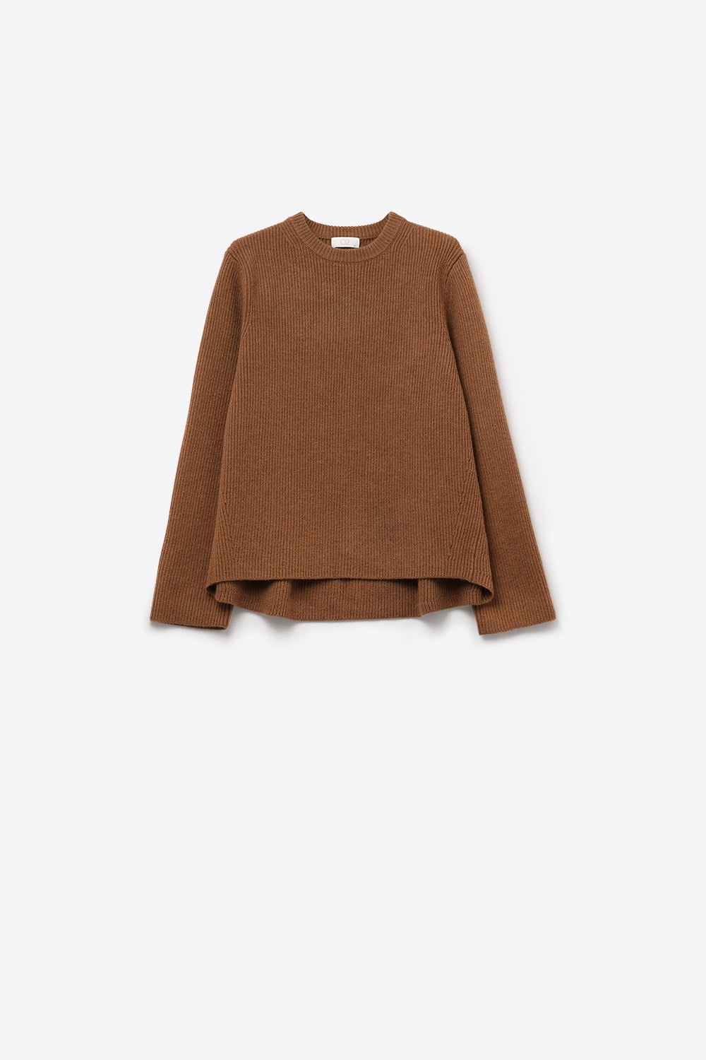 Camisola de malha canelada confortável em camel