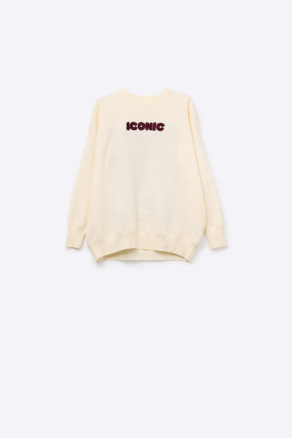 Camisola ICONIC bordada com estampado Global Tour nas costas em creme