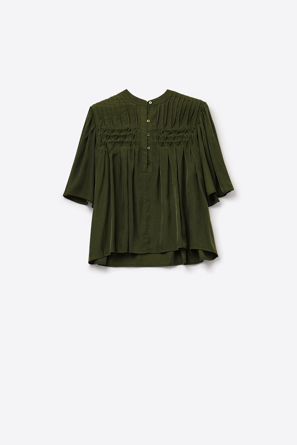 Blusa verde descontraída de estilo boho com pormenores bordados