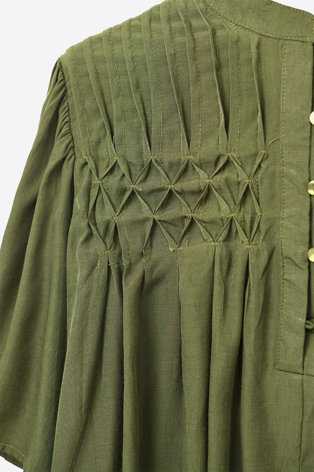 Blusa verde descontraída de estilo boho com pormenores bordados