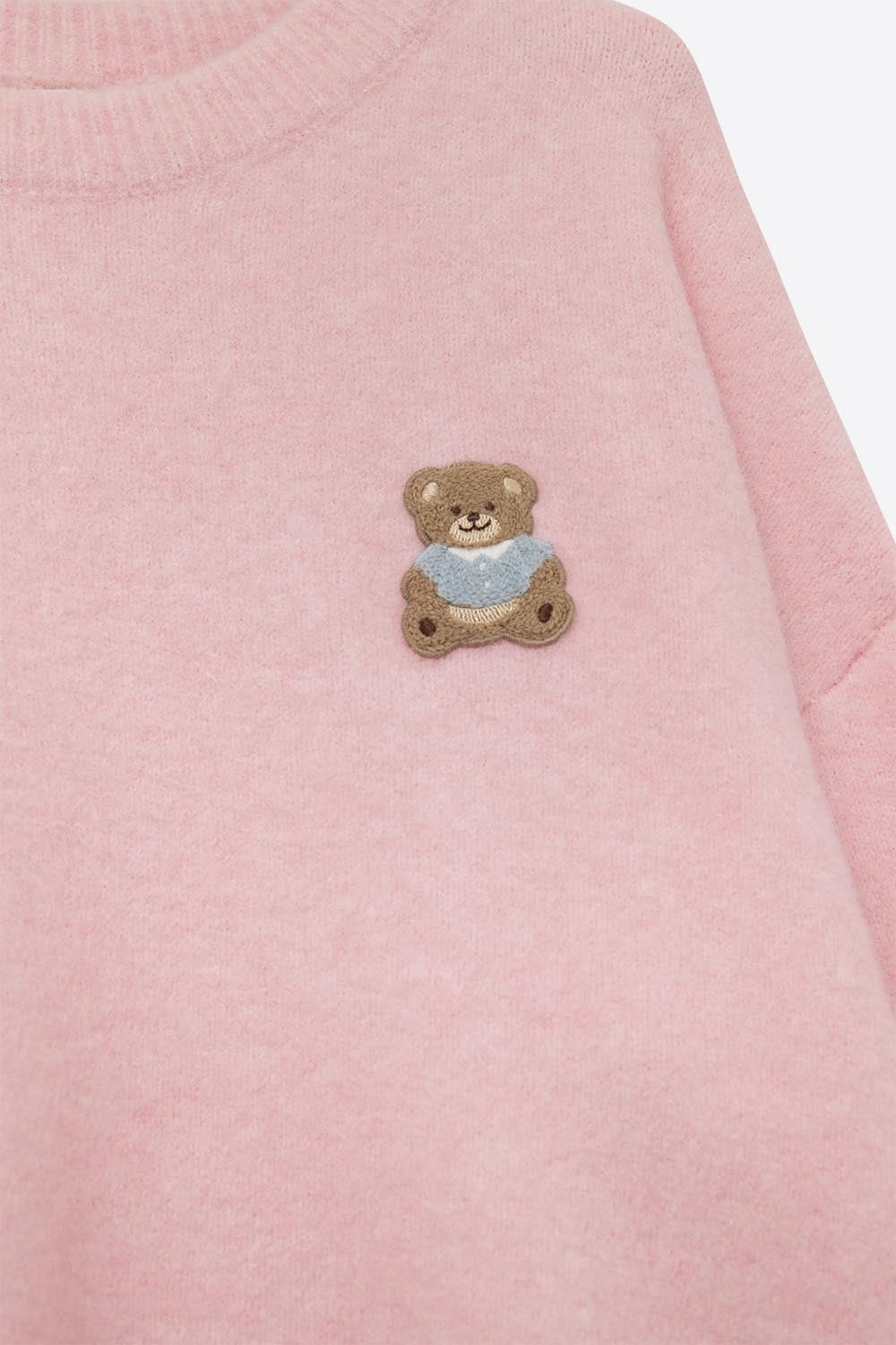 Camisola cor-de-rosa com remendos de urso