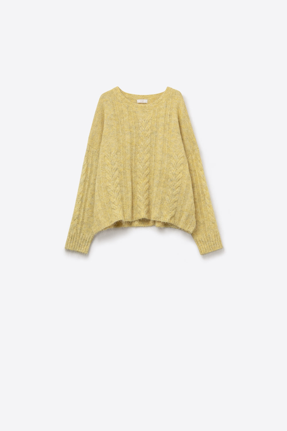Camisola de malha fina com gola redonda em amarelo