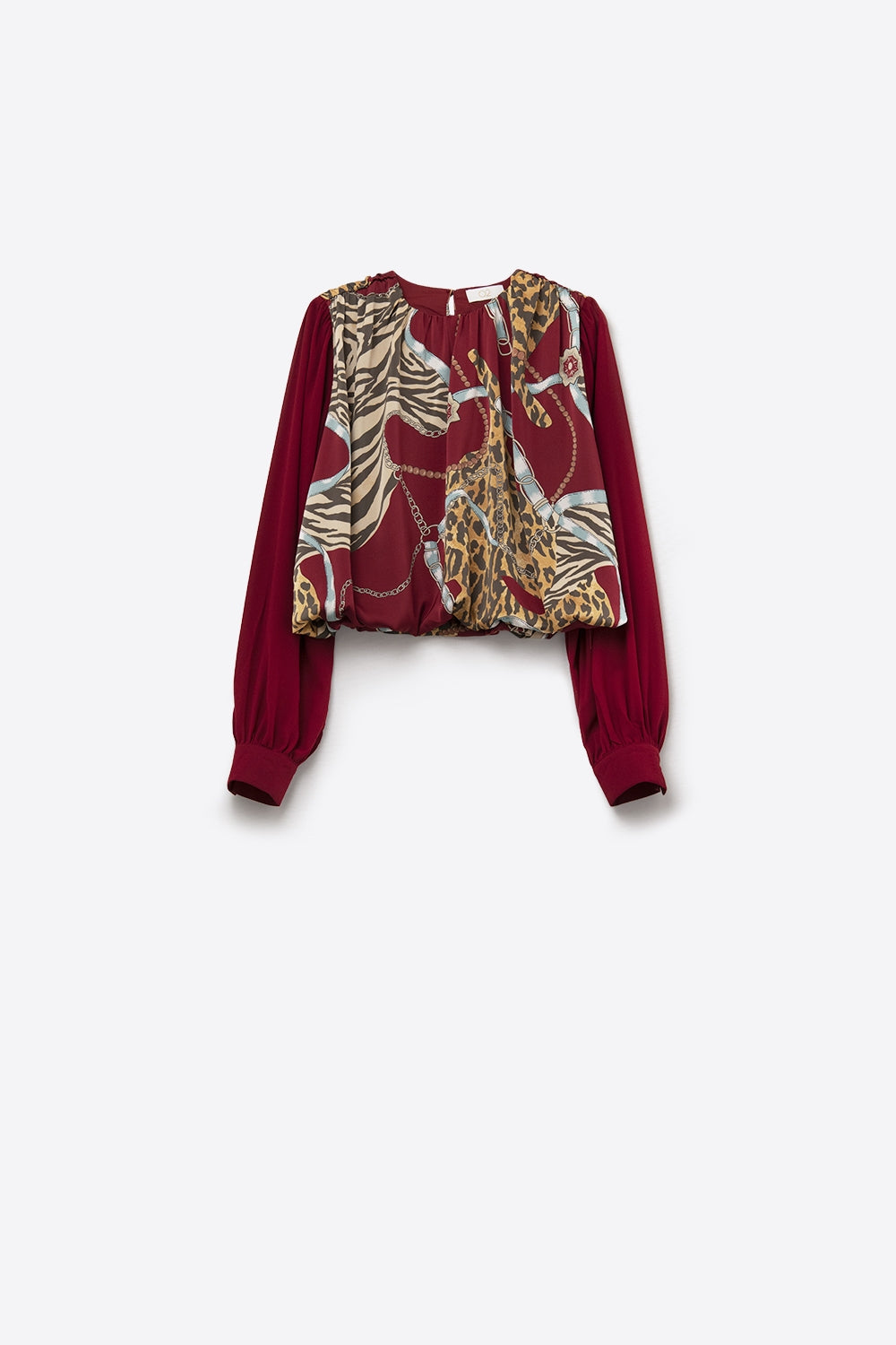 Blusa vermelha chique com estampado abstrato