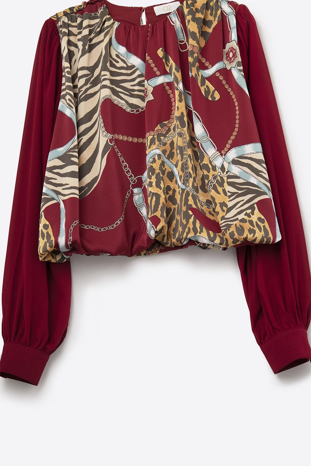 Blusa vermelha chique com estampado abstrato