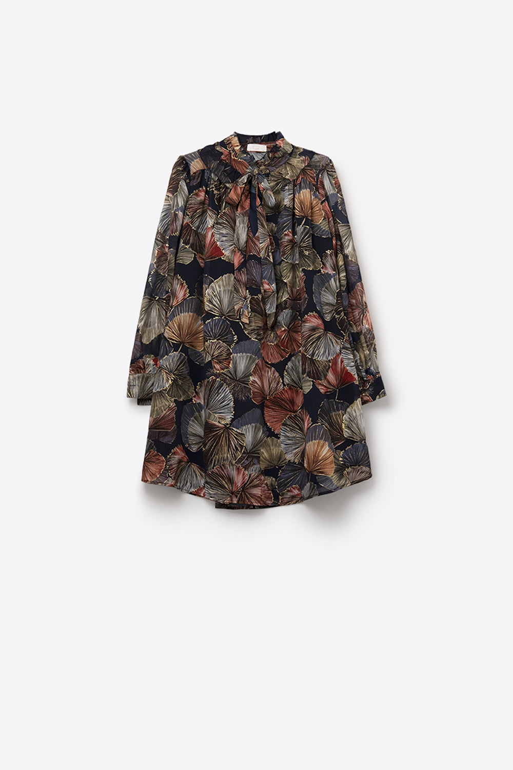 Vestido floral elegante com decote em A e laço
