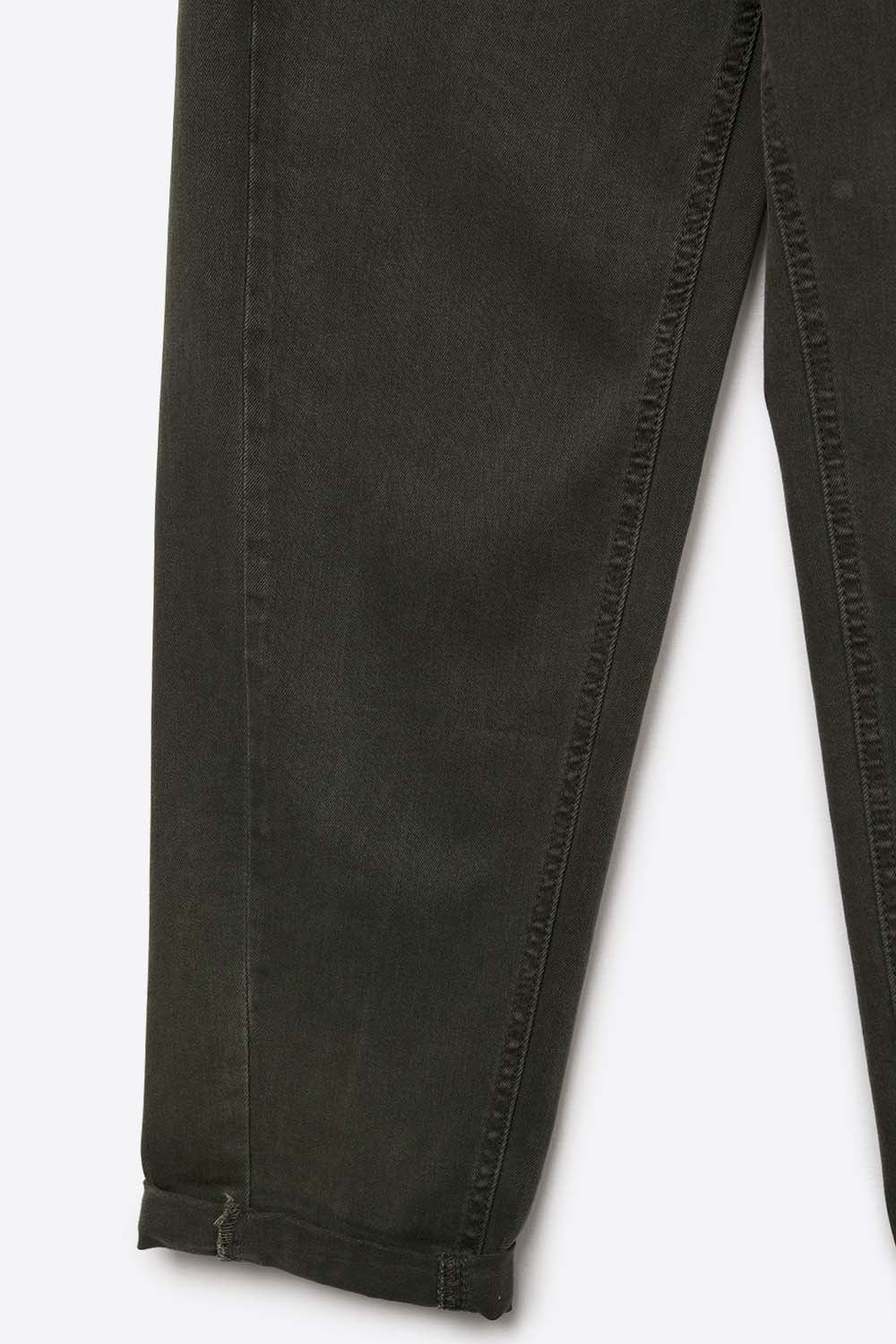 Jeans de Denim de Cintura Alta e Perna Reta em Caqui