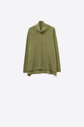 Camisola de gola redonda de grandes dimensões em verde militar