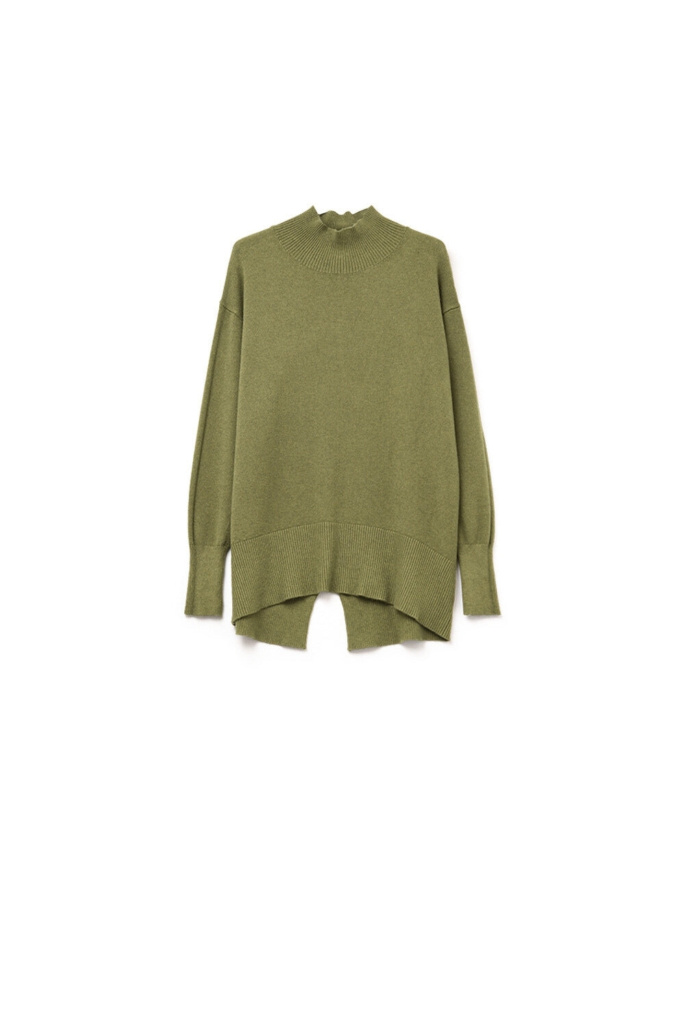Camisola solta verde militar com pormenor aberto nas costas