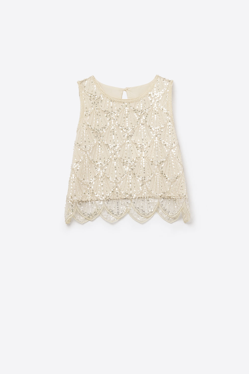 Top com lantejoulas em creme