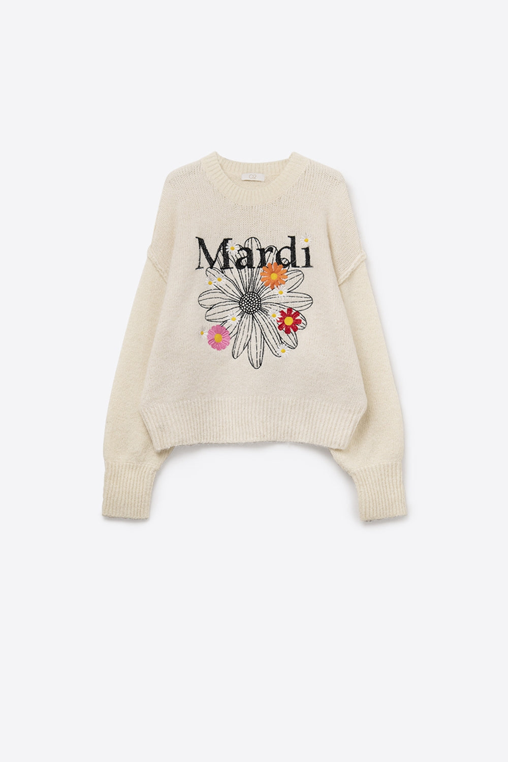 Camisola Mardi bordada em creme com flores