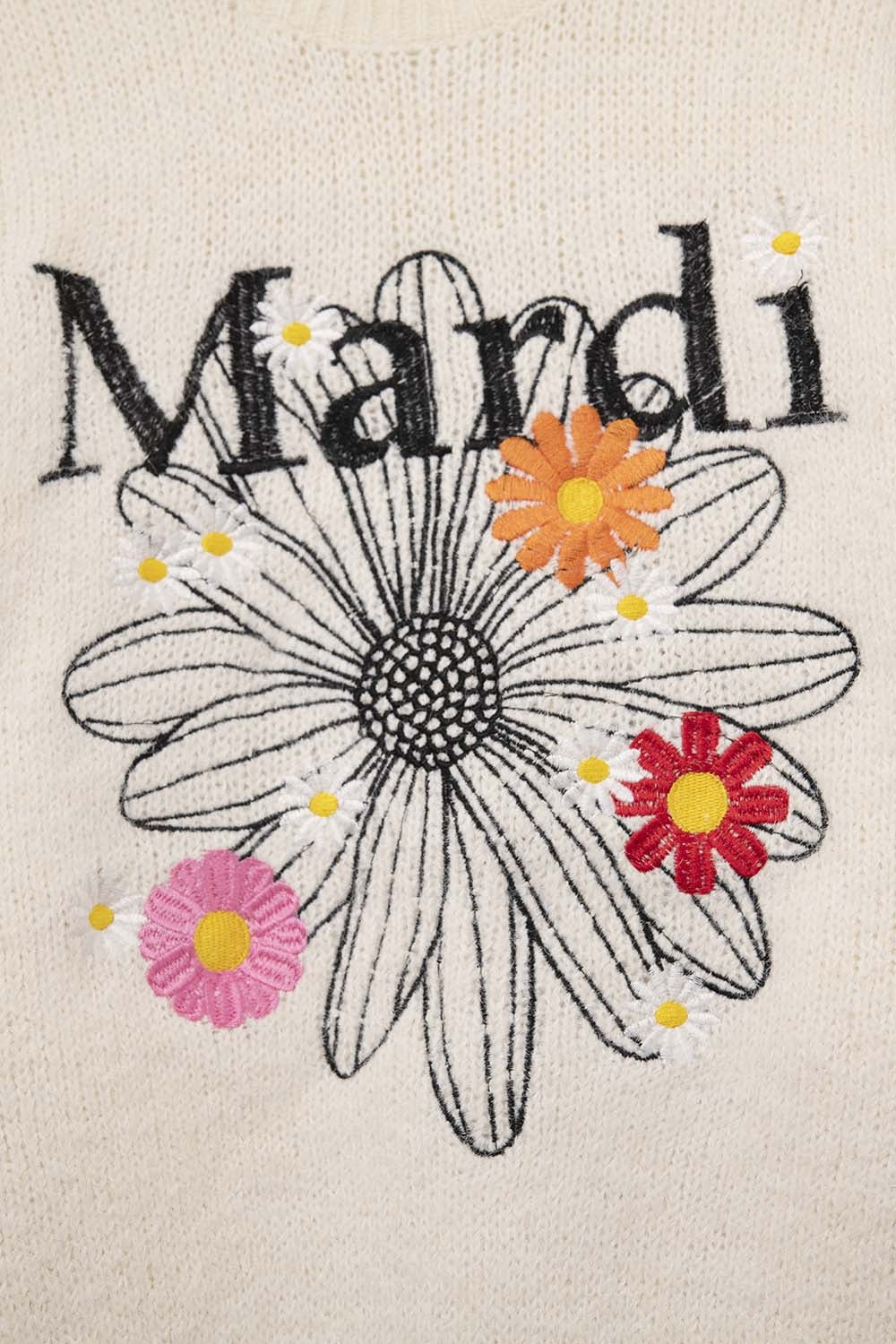 Camisola Mardi bordada em creme com flores