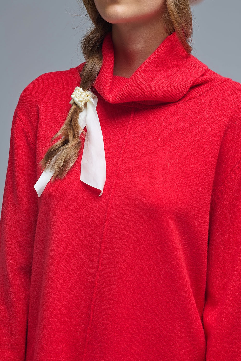 Camisola com gola redonda em vermelho
