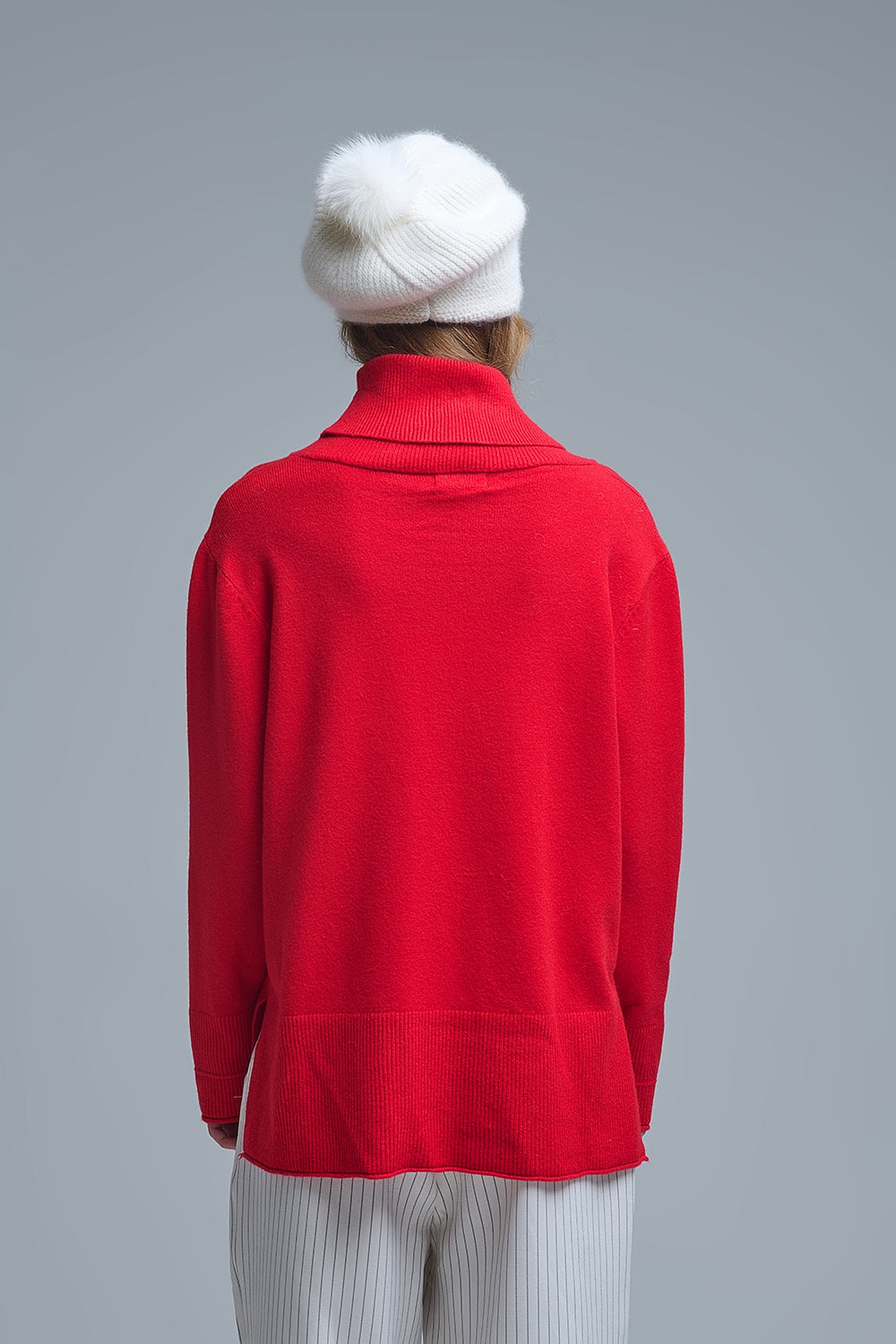 Camisola com gola redonda em vermelho