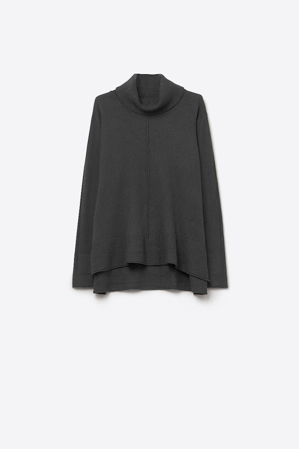 Camisola com gola redonda de grandes dimensões em preto