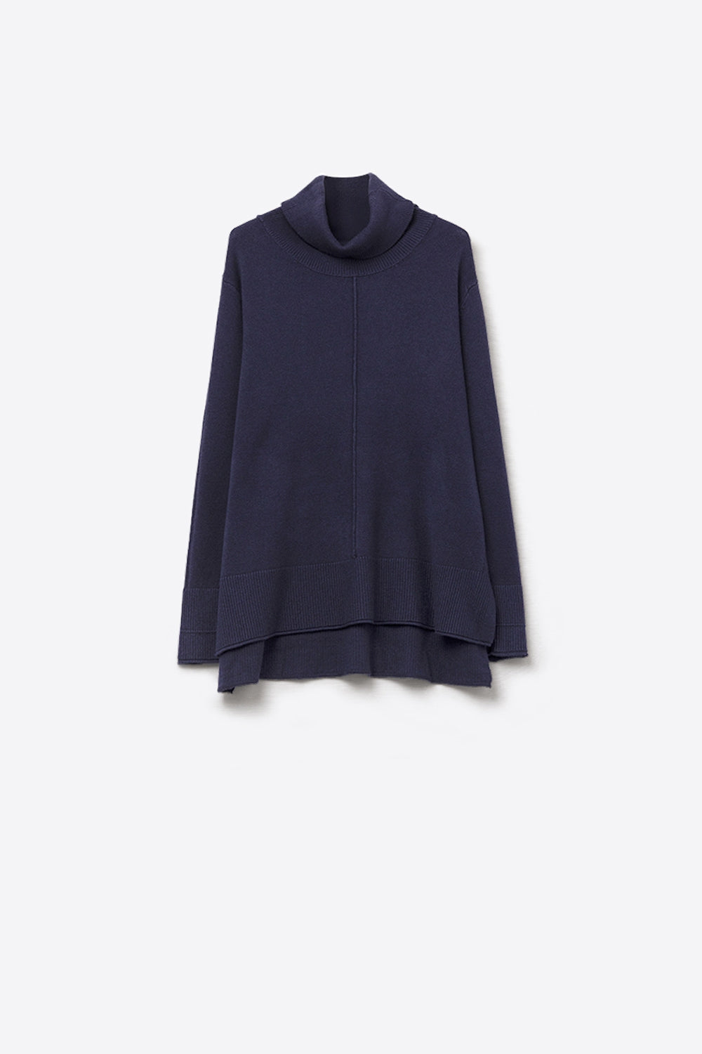 Camisola de gola redonda em azul-marinho