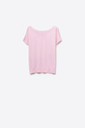 Camisola descontraída com gola redonda rosa bebé e mangas descaídas