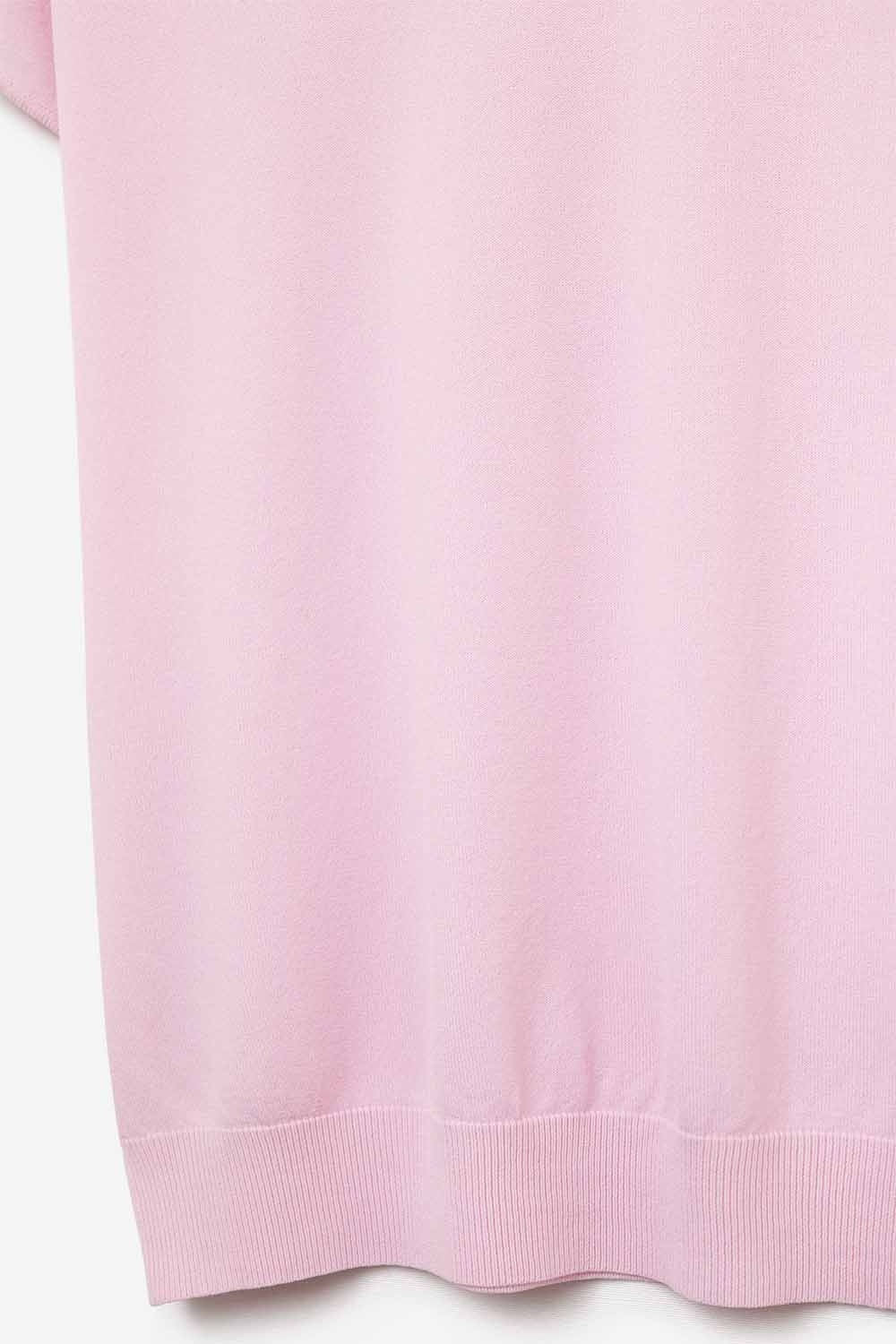 Camisola descontraída com gola redonda rosa bebé e mangas descaídas