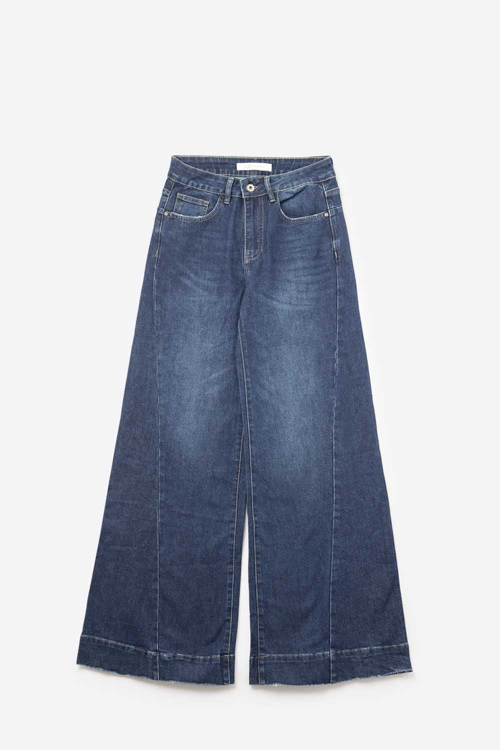 Jeans Azul Lavagem Escura com perna extra larga