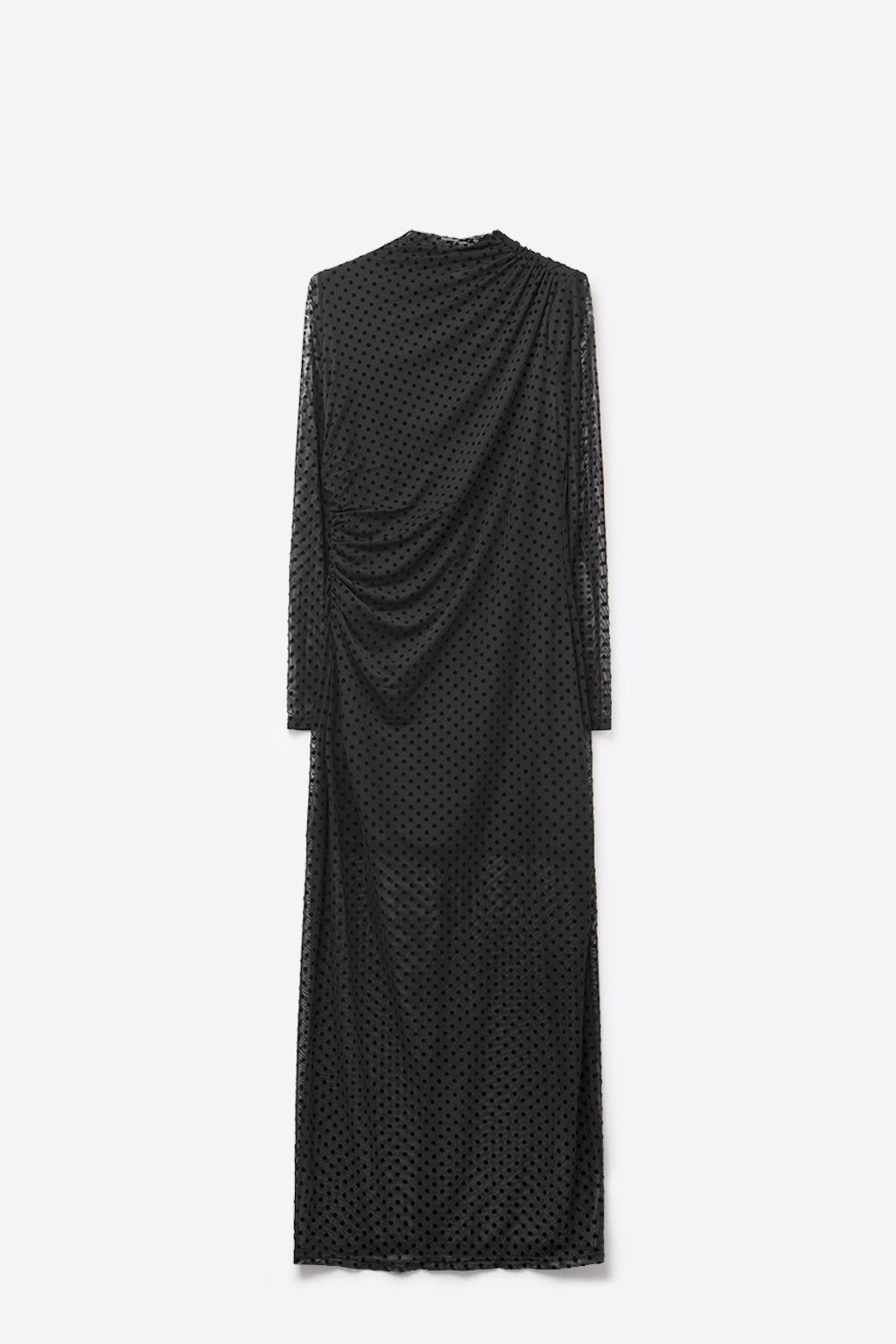 Vestido midi preto chique com bolinhas