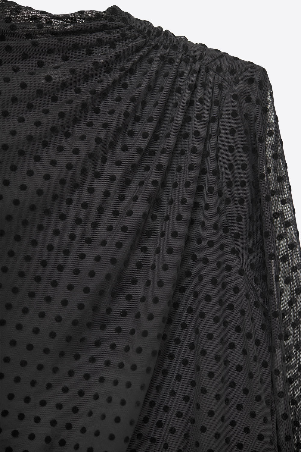Vestido midi preto chique com bolinhas