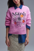 Camisola Mardi bordada a rosa com flores