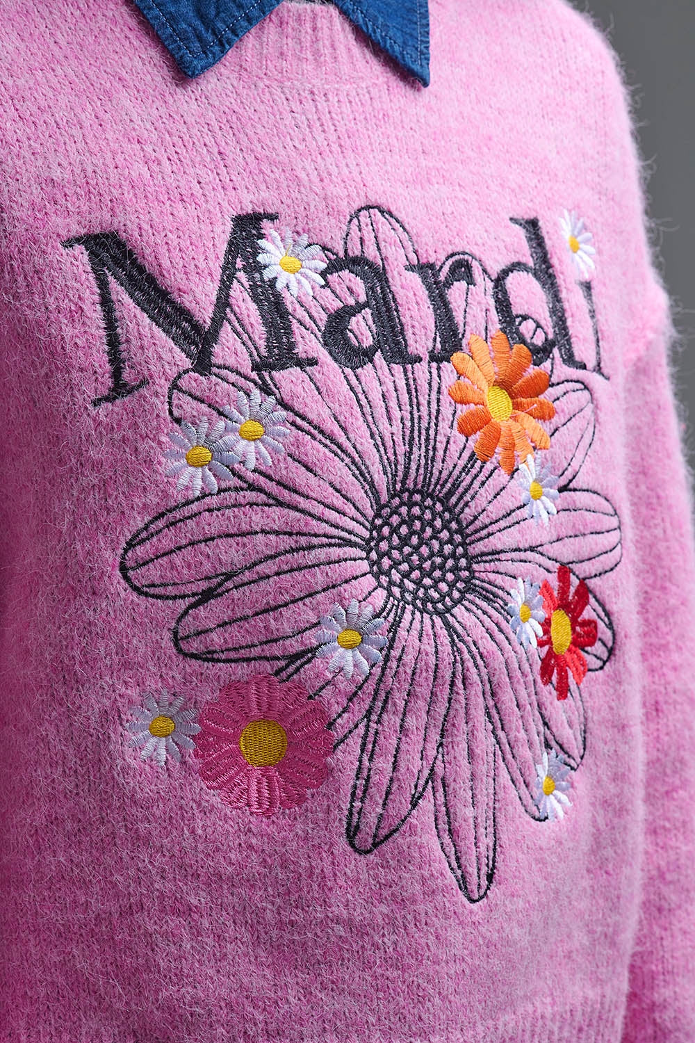 Camisola Mardi bordada a rosa com flores