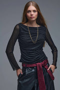 Top de bolinhas pretas chique e transparente